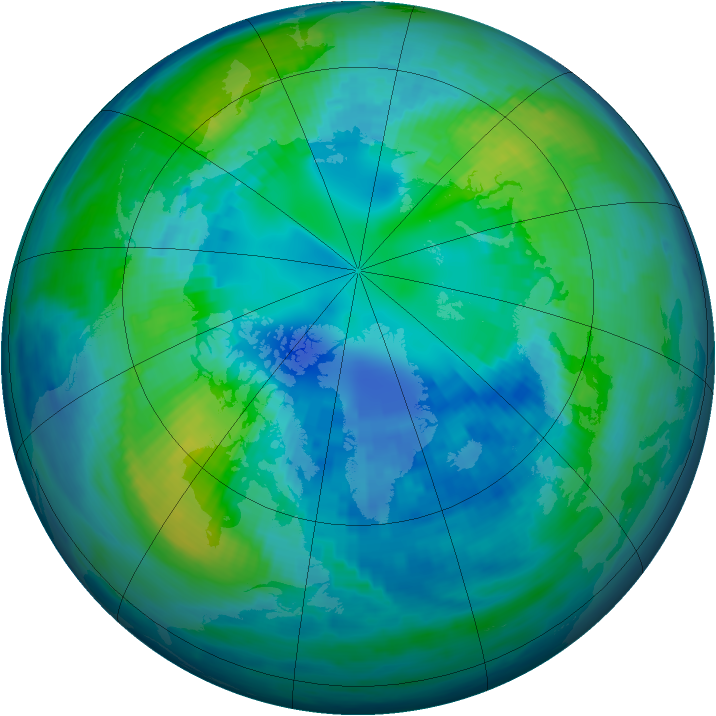 Arctic ozone map for 17 October 1992